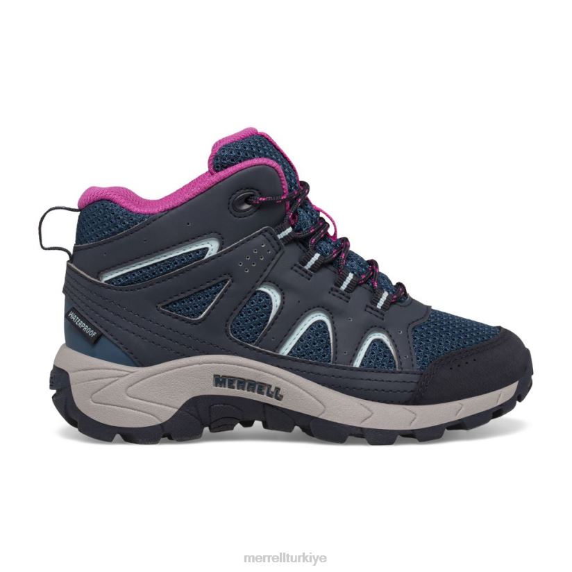 Merrell Oakcreek orta dantel su geçirmez bot (mk166227) 6JH2Z61443 lacivert/turkuaz/fuşya