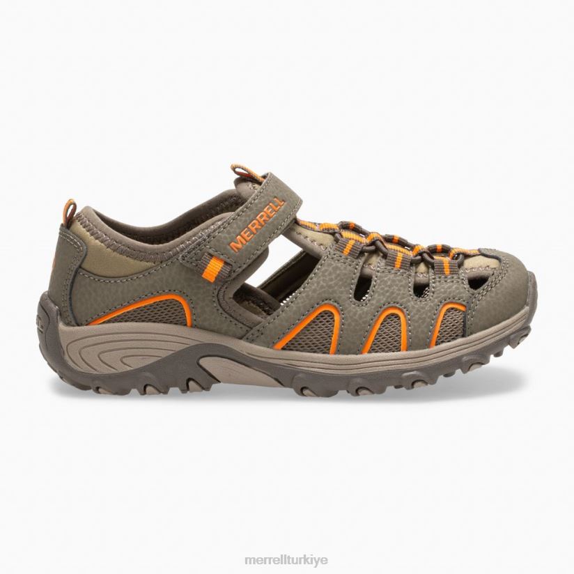 Merrell hidro h2o yürüyüşçü sandaleti (mk261856k) 6JH2Z61411 silah dumanı/turuncu