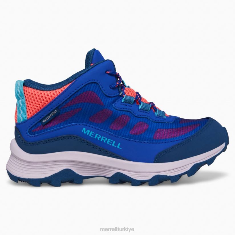 Merrell moab hızı orta su geçirmez (mk166990) 6JH2Z61379 mavi/berry/turq