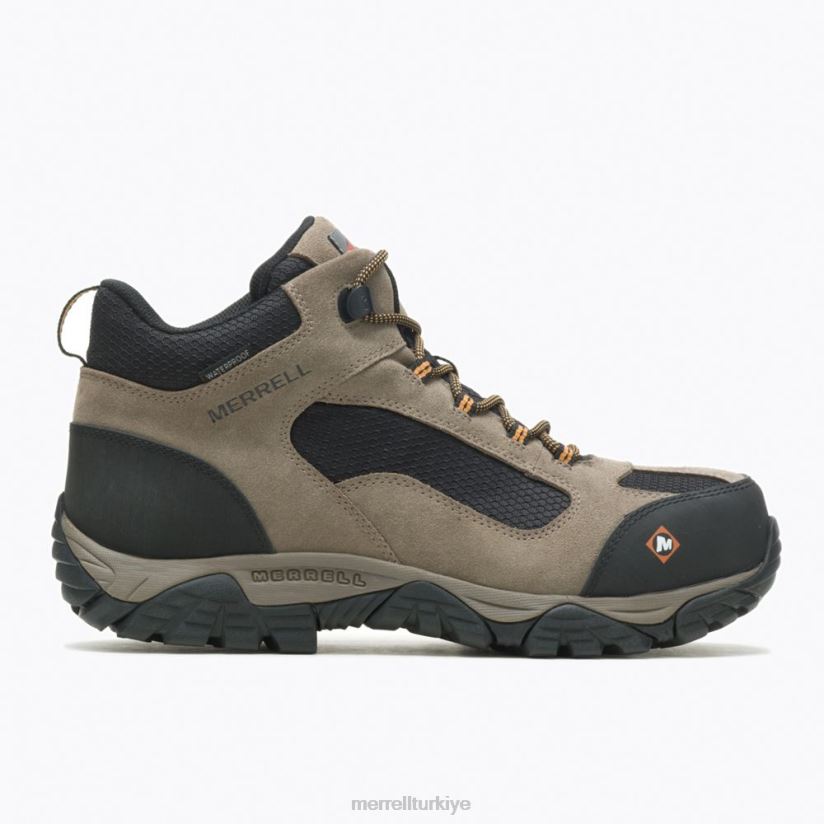 Merrell moab başlangıçlı orta su geçirmez, uyumlu burunlu iş botu (j099511) 6JH2Z6434 ceviz